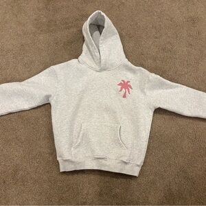Gray and Pink Pink Palm Puff Hoodie